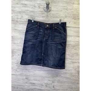 Express Jeans Skirt Juniors 9/10 Blue Denim Straight Pencil Short Pockets Zip